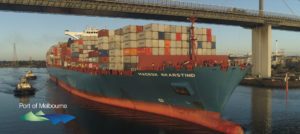 Melbourne welcomes large container ship Maersk Skarstind