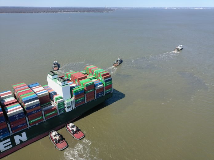 Ever Forward stuck in the Chesapeake Bay