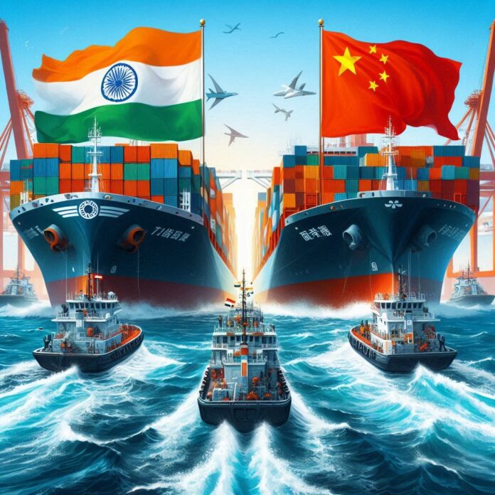 India and China flags