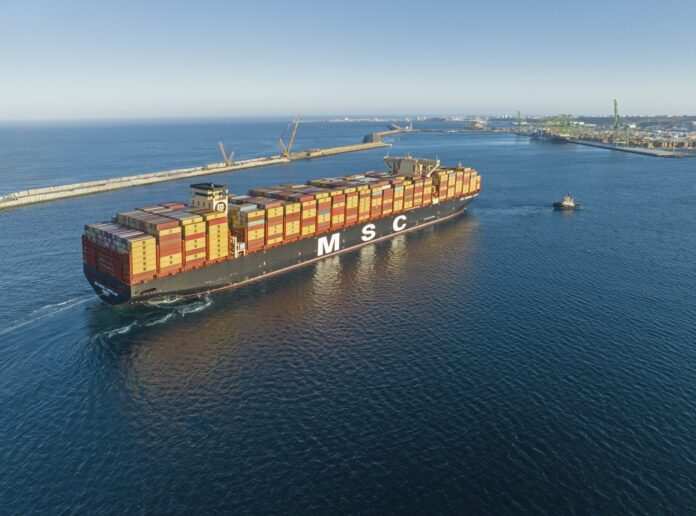 MSC Michel Cappellini approaching the terminal of Sines