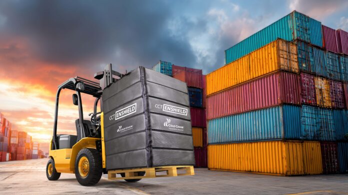 Colorful shipping containers stacked in a port during a stunning