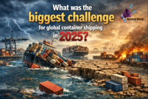 What was the biggest challenge for global container shipping in 2025?