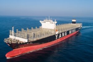 YM WILLPOWER, a 15,500 TEU LNG dual-fuel container vessel owned by Yang Ming Marine Transport Corporation, delivered from Hyundai Heavy Industries and now under Synergy Marine Group’s technical management.