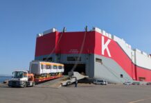 K Line ships first train cars for Cairo Metro Line 4 Cargo handling in progress