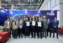ABS grants approval in principle for offshore rocket recovery platform design Photo Caption: Attendees gather at an ABS Approval in Principle (AIP) certificate ceremony during the 2026 Sea Japan International Maritime Exhibition and Conference. Pictured holding ABS AIP certificates (L to R): Kojiro Hatada, President and CEO, Innovative Space Carrier Inc. (ISC); Hiroyuki Kakehashi, Associate Executive Officer, Mitsui O.S.K. Lines, Ltd. (MOL); and Kenichi Shibata, President and Representative Director, TSUNEISHI SOLUTIONS TOKYOBAY Co., Ltd. (T-SOL). Also pictured: Timoteo Badalotti, ABS Principal Engineer, Global Sustainability (second from left); and Makoto Oba, ABS Director, Japan Business Development (third from right).