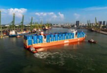 PIL and PSA launch Singapore first joint land-sea green shipping service with DNV "PIL’s Kota Ocean at Singapore Port": PIL’s Kota Ocean at PSA’s Singapore terminal