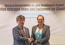 Lloyd’s Register and Pusan National University launch Hydrogen Shipping Certification Framework Dr Jae-Myung Lee, Director of the PNU Hydrogen Ship Technology Center (left), and Claudene Sharp Patel, Global Technical Director, LR