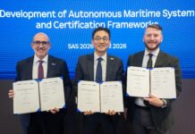 ABS, HD Hyundai and Anduril partner on autonomous surface vessels Photo Caption (L to R): Paul Karam, ABS Executive Vice President, Operations; Kwang-Pil Chang, Senior Executive Vice President and Chief Technology Officer, HD Korea Shipbuilding & Offshore Engineering; and Cory Emmons, General Manager, Surface Dominance Division, Anduril Industries, at a signing ceremony during the 2026 Sea Air and Space Expo in National Harbor, Maryland.