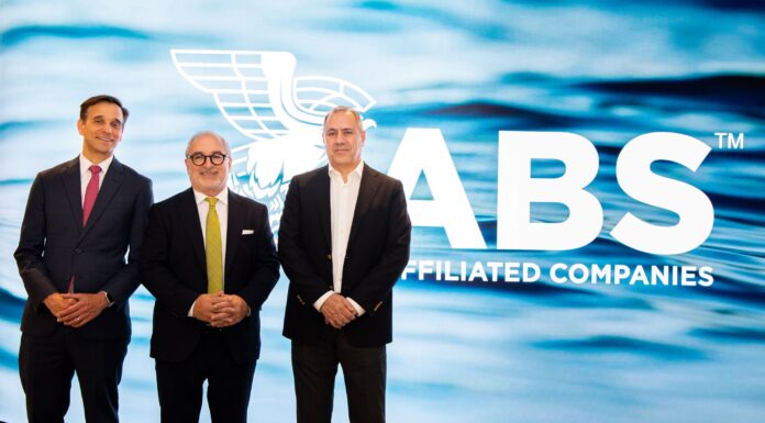 Photo Caption (L to R): Joshua Huck, Deputy Chief of Mission, US Embassy of Greece; Vassilios Kroustallis, ABS Executive Vice President and Chief Commercial Officer; and John Xylas, Executive Board Member of the Union of Greek Shipowners