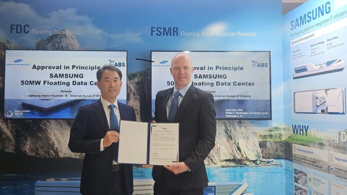 ABS has issued an Approval in Principle certificate to Samsung Heavy Industries for its design of a 50-megawatt floating data centre.