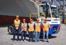 Contship launches first fully electric port tractor at La Spezia Terminal In the photo, from left to right: Simone Pacciardi, Head of EU Relations, Community Project Management and PNRR Funds Service – Eastern Ligurian Sea Port Authority; Federica Montaresi, Secretary General – Eastern Ligurian Sea Port Authority; Stefano Morelli, COO Inland Terminal & Customs – Contship; Denise Sofia, Head of ESG – Contship; and Marco Mondini, Trucking Manager La Spezia – Hannibal.