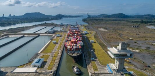 ship in the panama canal