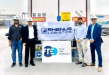 Rhenus launches alternative Europe-Middle East land corridor via Jordan From left to right: Aravinth Muniyasamy, Procurement Engineer at FTE; Habeeb Kunhipurayil, Regional Manager Middle East – Air & Ocean at Rhenus; Jitendra Mathpal, Production Manager at FTE; and Godwin Aranha, Business Development Manager Middle East at Rhenus. Credits: Rhenus Group