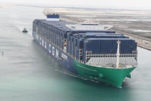 Suez Canal welcomes largest LNG-powered container ship CMA CGM GRAND PALAIS