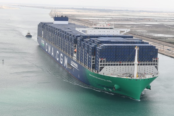 Suez Canal welcomes largest LNG-powered container ship CMA CGM GRAND PALAIS