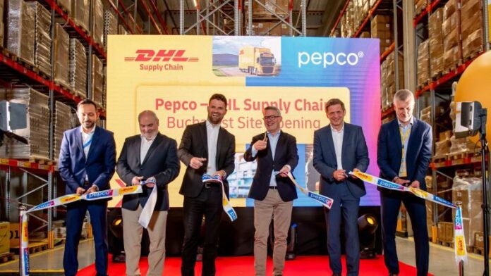 Pictured Left to Right: Raul Ciungu - Managing Director Romania Pepco, Javier Rubio - Global Sourcing and Supply Chain Director Pepco, Andries Retief - Global Chief Development Officer DHL Supply Chain, Stephan Borchert - CEO of Pepco Group, Rainer Haag - CEO Europe DHL Supply Chain and Petr Kana, Managing Director Czech Republic and Romania DHL Supply Chain