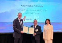LR grants AiP to Wison New Energies for harsh environment FPSO design Andrew McKeran Chief Growth Officer, Lloyd’s Register; Loy Wee Meng, Senior Product Manager of Wison New Energies Co., Ltd FPSO Product Center; and Li Chaoyan, President, Americas, Wison New Energies Co., Ltd.