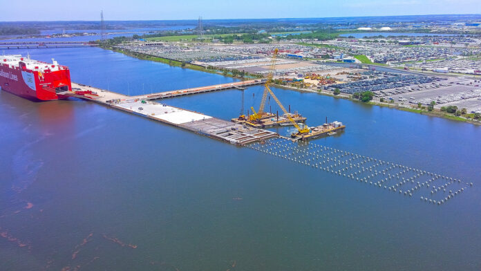 JAXPORT reaches halfway point on new vehicle berth construction JAXPORT reaches halfway point on new vehicle berth construction