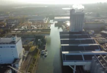 Rhenus Alpina grows despite market uncertainty in 2025 The largest photovoltaic power rooftop in the canton of Basel-Stadt is located on the terminal of Rhenus Port Logistics AG in the Port of Basel on the Rhine. Credits: Rhenus
