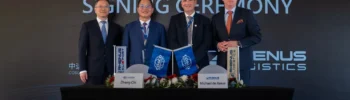 The signing ceremony between Rhenus and COSCO SHIPPING Specialized Carriers Co., Ltd. in Cuxhaven as the starting point for their joint strategic partnership. Credit: Rhenus SE & Co. KG