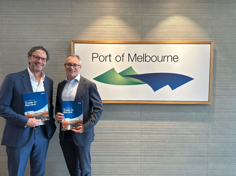 Port of Melbourne CEO Saul Cannon and Matt Carrick, Secretary of the Department of Jobs Skills Industry and Regions