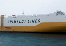 Grimaldi’s Grande Torino exits Persian Gulf Grimaldi Group Grande Torino has safely transited the Strait of Hormuz after spending more than 100 days stranded in the Persian Gulf.