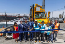 Port of Long Beach marks progress on record state grant California State Transportation Agency Secretary visited the Port of Long Beach to review progress made under a record-setting state grant.