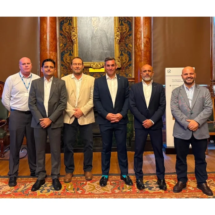 (L-R) John Burns, Ports Operations Specialist, Lloyd’s Register; Paresh Griglani, Port Professional, Arcelor Mittal Global Ports; sMark Warken, Technical Manager, Arcelor Mittal Global Port; George Georgandis, Senior Business Development Manager, Lloyd’s Register; Deepak Sachdeva, Head of Arcelor Mittal Global Ports; and Daniel Campos, Global Lead of Ports Advisory, Lloyd’s Register