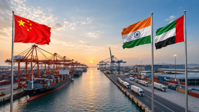 A Sharjah operator's trade-infrastructure overhaul quietly claims a role in both the India–Middle East corridor and China's Belt and Road.