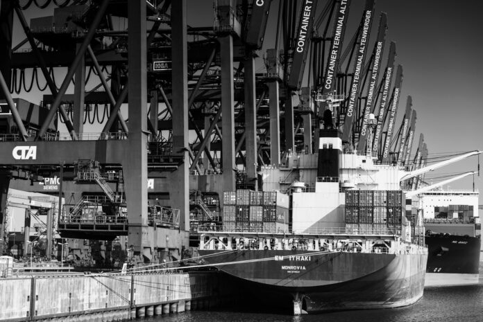 port with a container ship