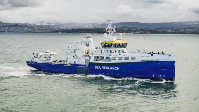 RV Anna Weber-van Bosse at the sea trials on 6 February at Vigo (Photo: ARMON)