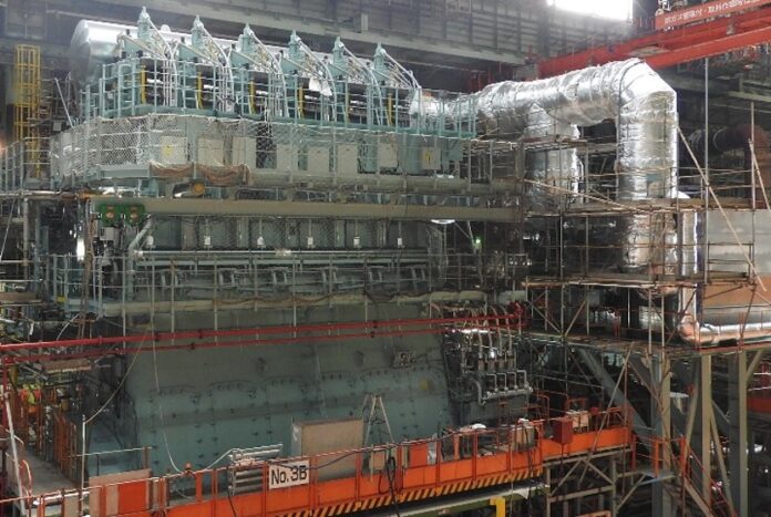 The first 6X82DF-M-1.0 LP-SCR engine manufactured at Tamano Works