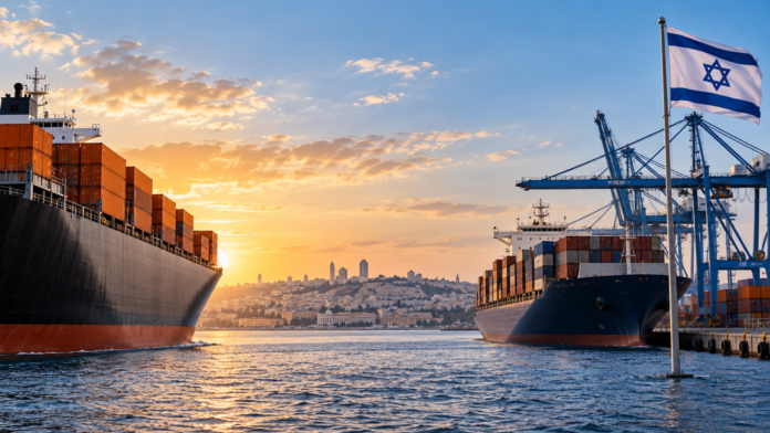 Two container ships at an Israeli port, illustrating Hapag-Lloyd and FIMI’s revised proposal for the $4.2 billion ZIM acquisition.