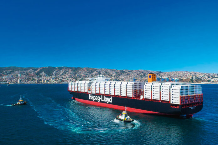 Hapag Lloyd vessel in the sea