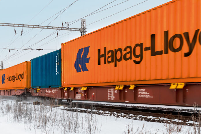 Hapag lloyd container at train