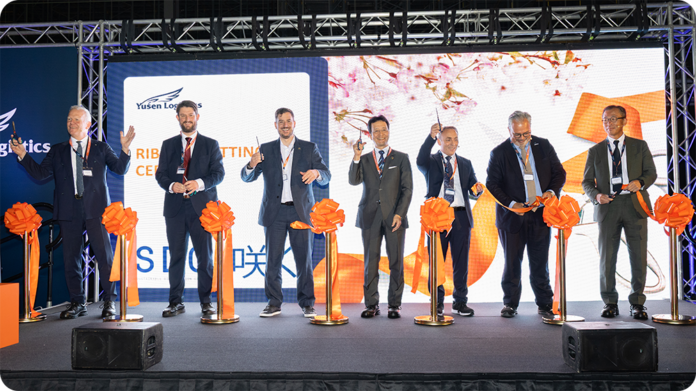 Ribbon-cutting ceremony marking the opening of Yusen Logistics' new Sustainable Distribution Centre in Northampton, United Kingdom