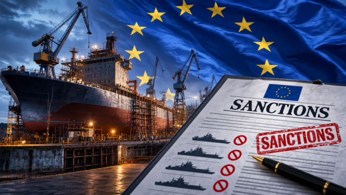 EU sanctions on Russia’s naval yards and a Hanwha-built Jones Act containership show two sides of the same contest.