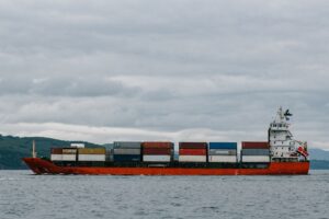 Container ship sailing