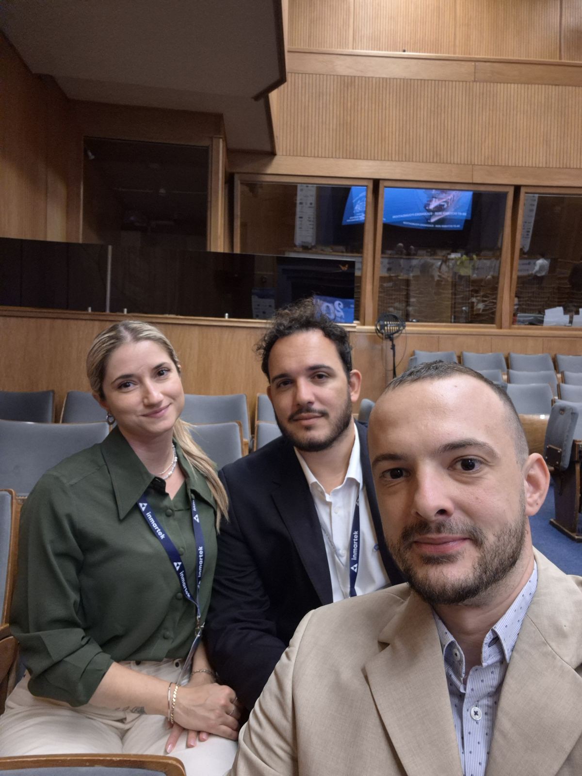  Antonia Saratsopoulou, Managing Editor; Giannis Nikolakis, Managing Director; and Alexandros Itimoudis, Geopolitical Analyst of Container News, at the 20th Annual Conference of Marine Technology in Athens.