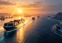 Readers Speak: Reliability determines the value of faster shipping Container ships following different maritime routes beneath a clock-inspired visual, illustrating the value of faster transit times and reliable shipping services.