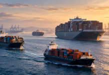Readers Speak: Smaller vessels gain favour in container ship orders Cinematic maritime scene showing container ships of different sizes sailing near a major port, illustrating vessel size preferences and future container ship orders.